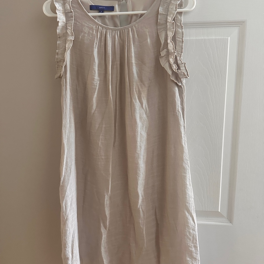 Apt 9 sz S Crinkle Gauze Ruffled Sleeveless Dress in Light Beige